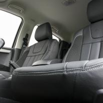 Isuzu dmax blade black leather with fabric inner wings  silver stitching 005