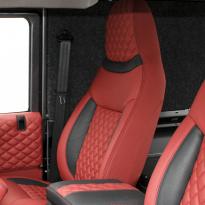 Landrover defender 90 xs coral red leather with quilted inserts 002