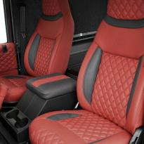 Landrover defender 90 xs coral red leather with quilted inserts 003