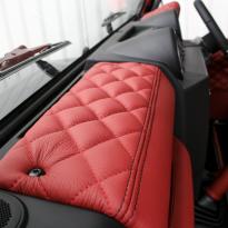 Landrover defender 90 xs coral red leather with quilted inserts 005
