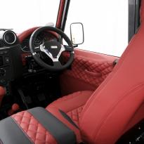 Landrover defender 90 xs coral red leather with quilted inserts 010