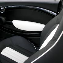 Mini r55 clubman sport lounge design black with white section  stitching 001