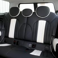 Mini r55 clubman sport lounge design black with white section  stitching 004