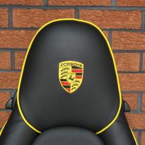 Porsche 911 black leather seat with yellow piping 2