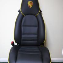 Porsche 911 black leather seat with yellow piping 