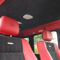 Mercedes benz g wagon classic red nappa leather and black alcantara inserts with bespoke quilting(40)