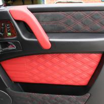 Mercedes benz g wagon classic red nappa leather and black alcantara inserts with bespoke quilting(50)
