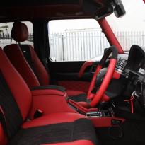 Mercedes benz g wagon classic red nappa leather and black alcantara inserts with bespoke quilting(52)