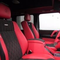 Mercedes benz g wagon classic red nappa leather and black alcantara inserts with bespoke quilting(6)