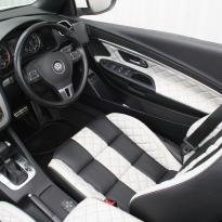 Vw eos sport black leather with portland grey guilted centre stripe and inner wings(4)
